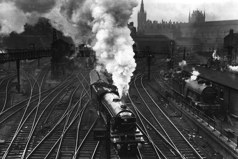 July 1931: The Flying Scotsman train leaves King’s Cross station, London. (Photo by Fox Photos/Getty Images)